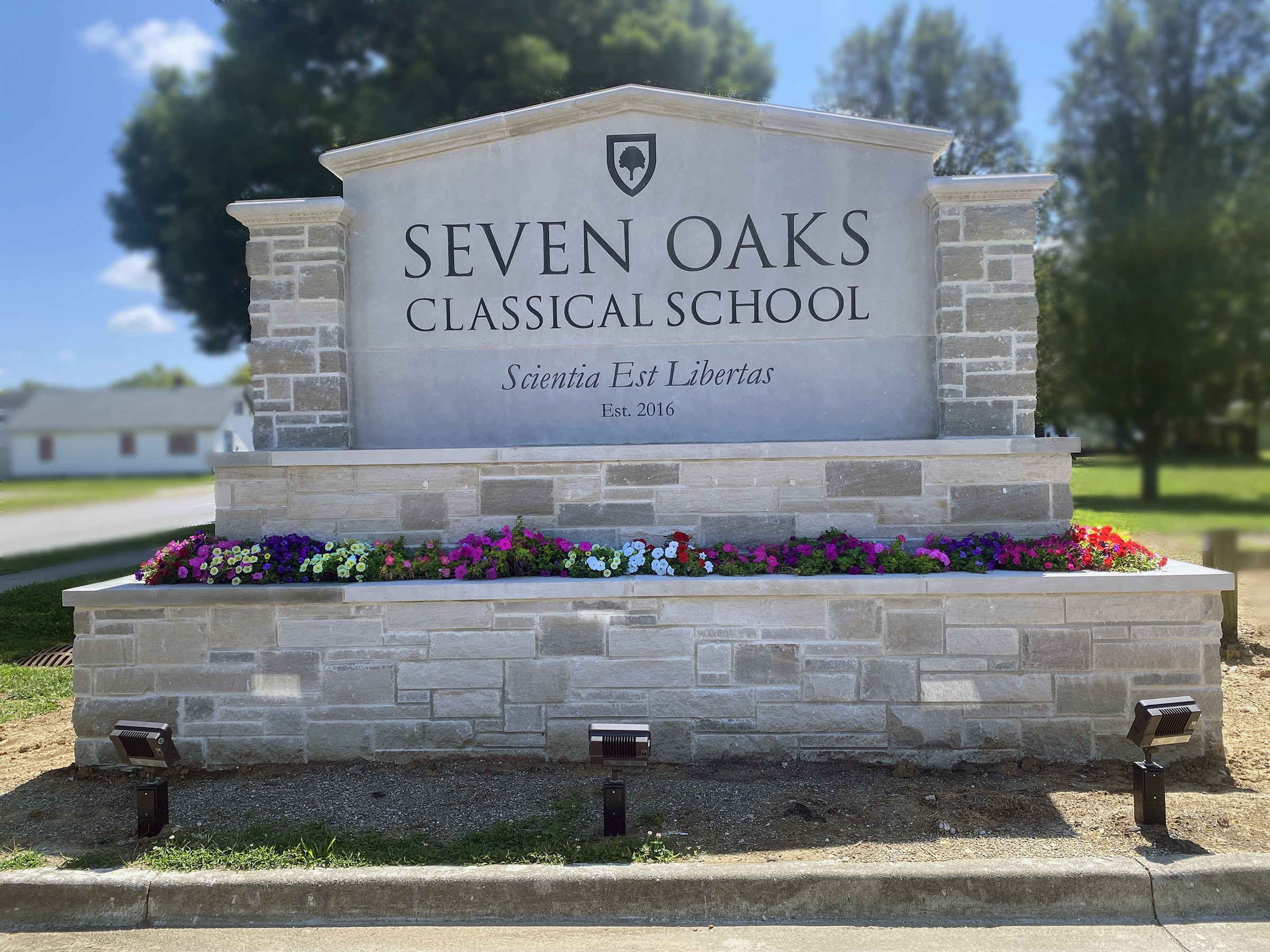 Seven Oaks Classical School Unveils Monumental Limestone Sign