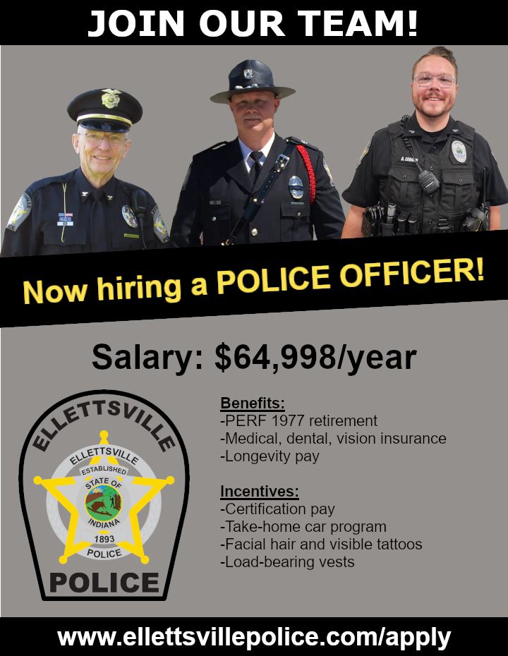 Ellettsville Police Department Now Hiring – Police Officer